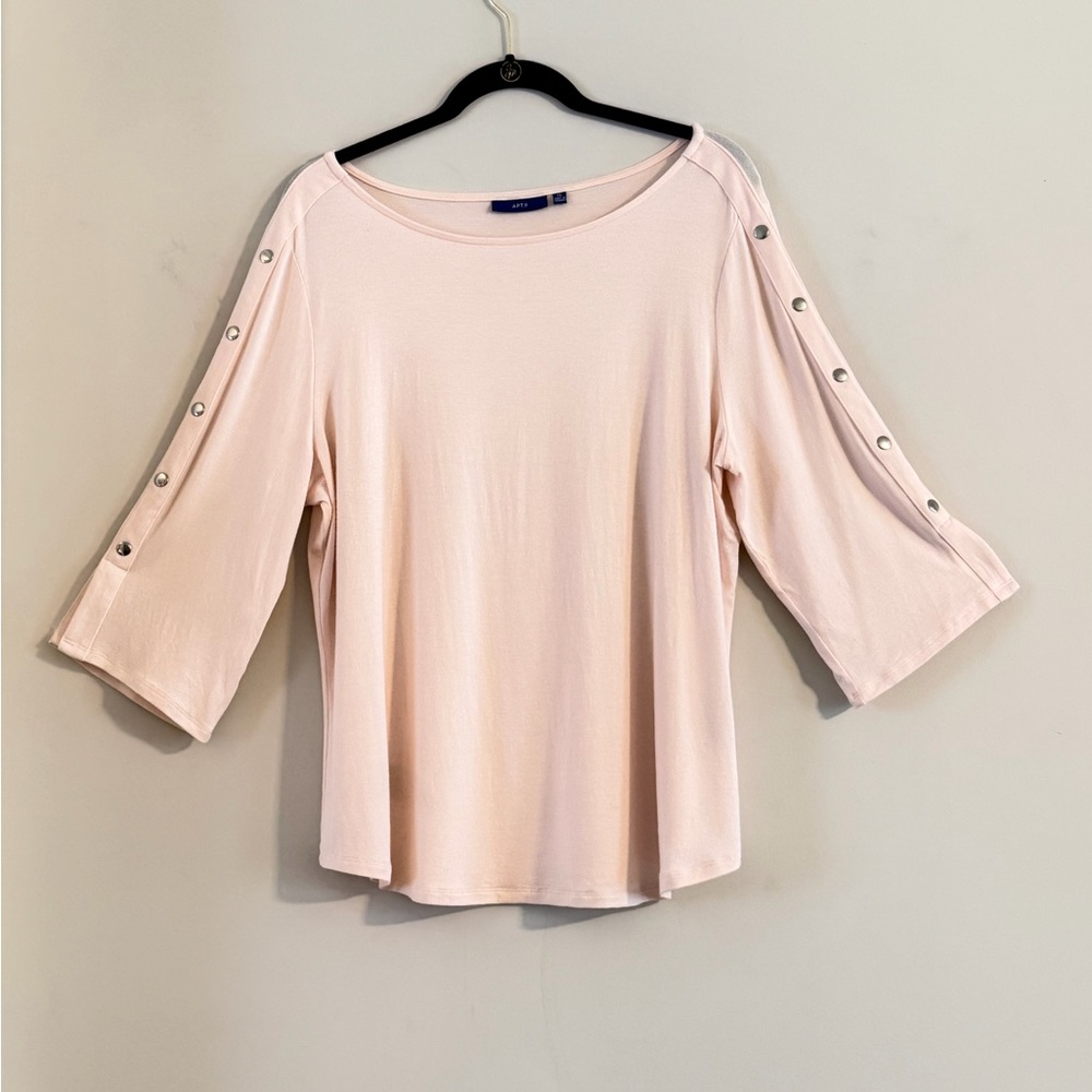 Apt. 9 Soft Pink Long Sleeve Tee With Button Deta… - image 2